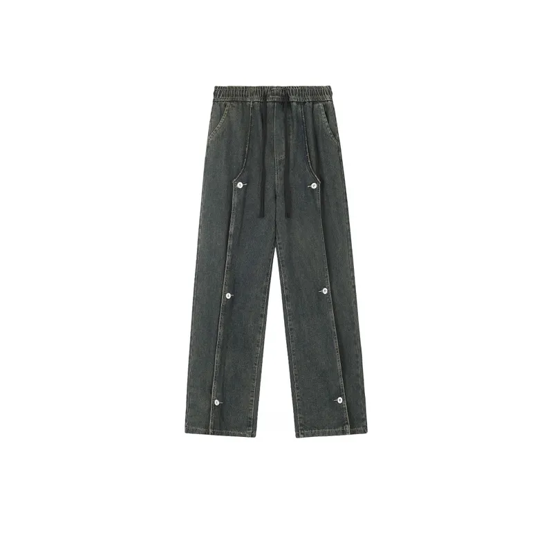 Jiayiku Retro Accordion Stitching Pants-0