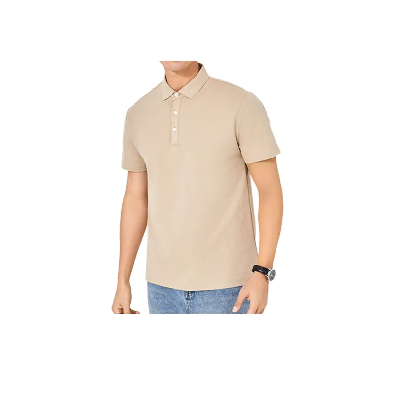 Short sleeved Embroidered Cotton Lapel T shirt-12