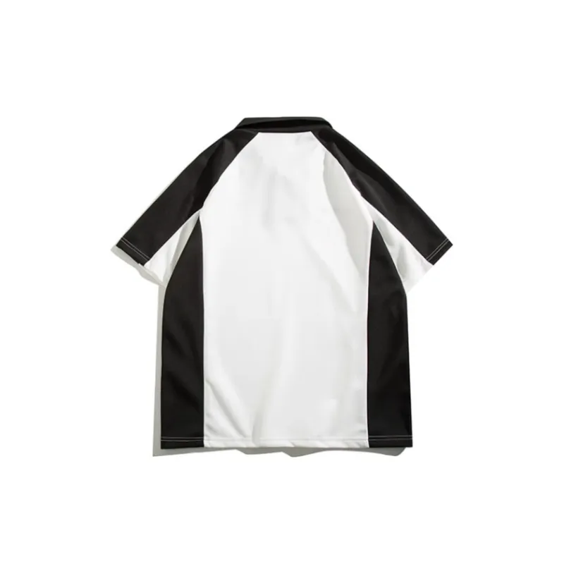 Contrast Color Stitching Polo Shirt-3