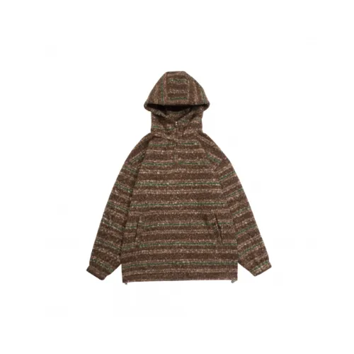 Fashion Brand New Woolen Striped Half Zip Turtleneck Sweater Heavy Loose Hoodie Jacket