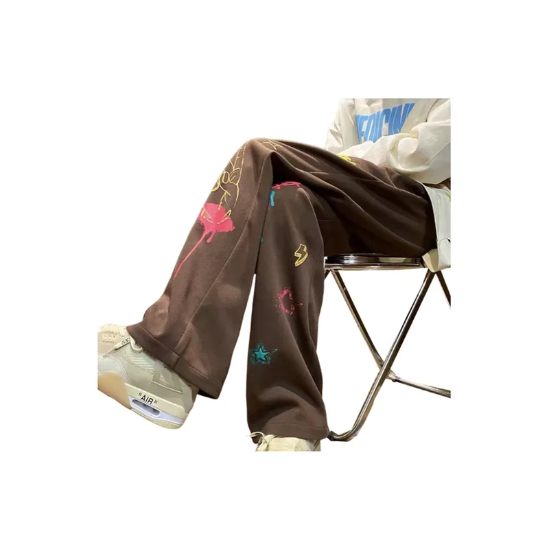 Retro Graffiti Print Casual Pants-2