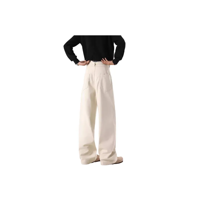 Casual Retro Polyester Suit Trousers-1