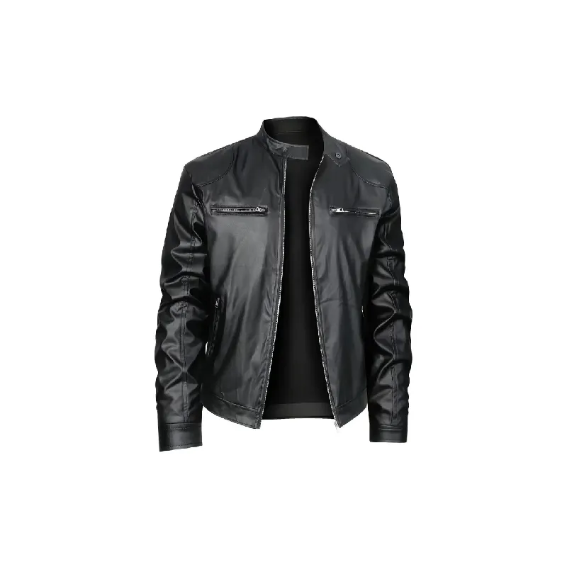 Casual Loose Artificial Leather Jacket-6