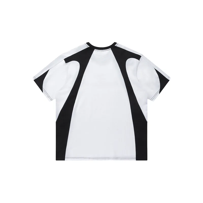 Multi level Split Color block Short sleeved T shirt-1