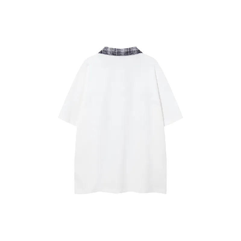 Street Loose Cotton Blended Fabric Polo Unisex-1