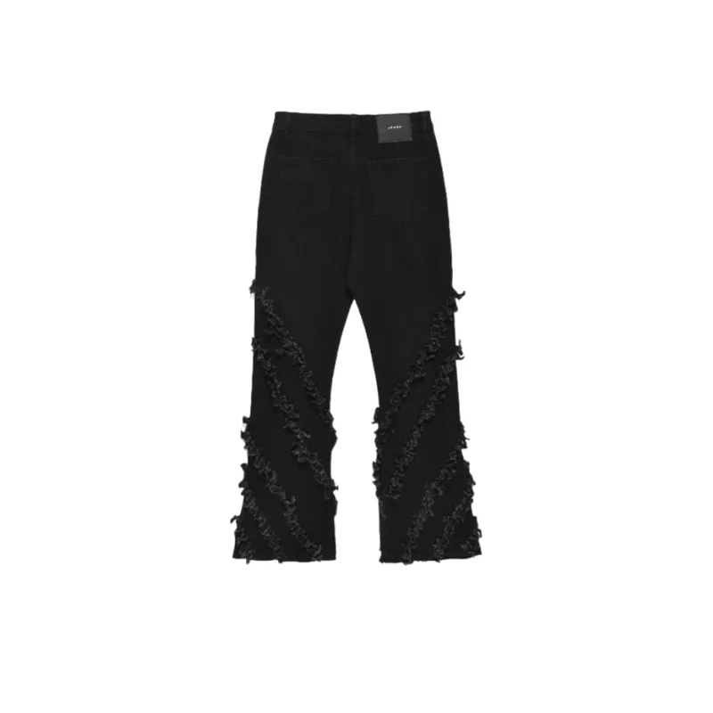 New Deconstructed Fur Edge Niche Design Jeans-1