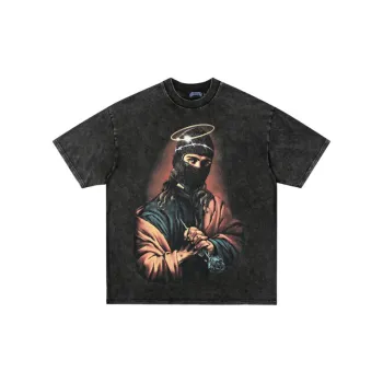 Retro Printed Washed Half Sleeve T Shirt