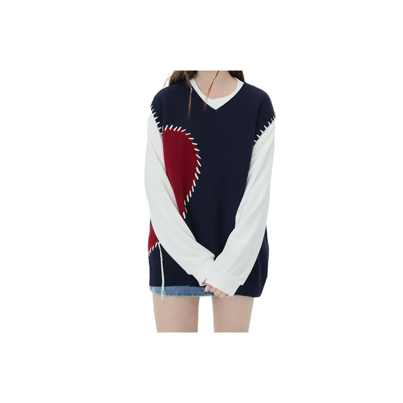 Retro Contrast Color Couple Vest-1
