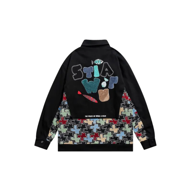 Embroidered Style Street Loose Denim Jacket-1