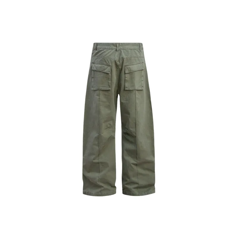 Retro Washed Loose Cotton Cargo Pants-1