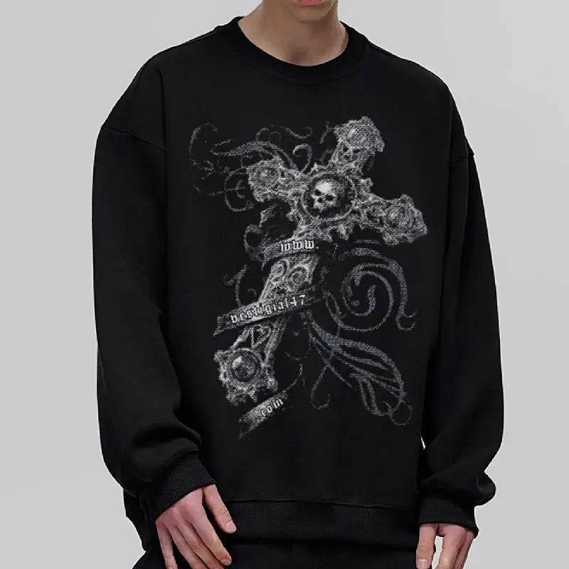 Retro Plain Printed Sweatshirt-2