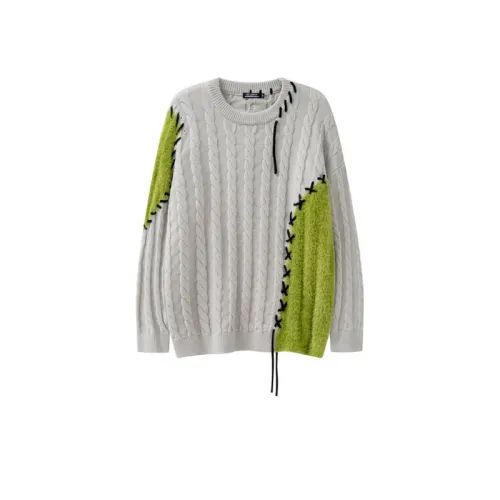 Retro Irregular Contrast Color Wear Rope Sweater