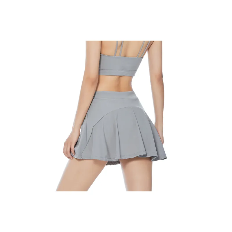 Plain Breathable Blended Synthetic Fabrics Casual Skirt Women-5