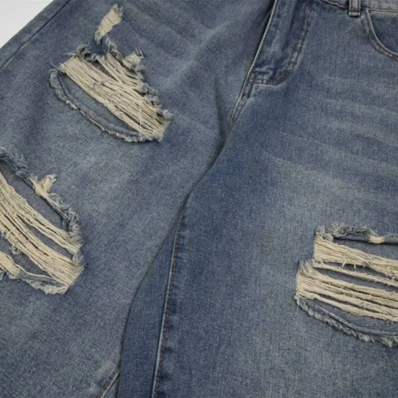 Retro Ripped Denim Shorts-3