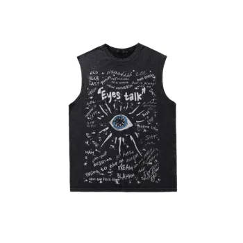 Vintage Old Dark Single Eyered Printed Sleeveless Vest swag OOTD