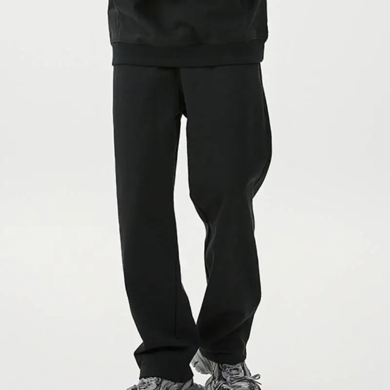Simple Plain Cotton Casual Pants Unisex-2