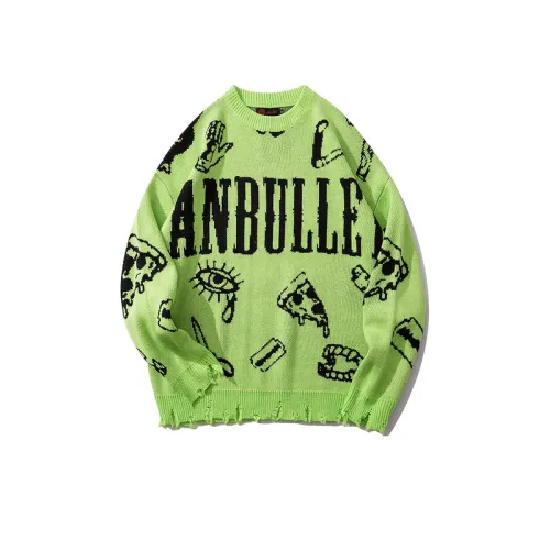 Fashion Brand Hip-Hop Graffiti Hole Jacquard Pattern Knitted Sweater