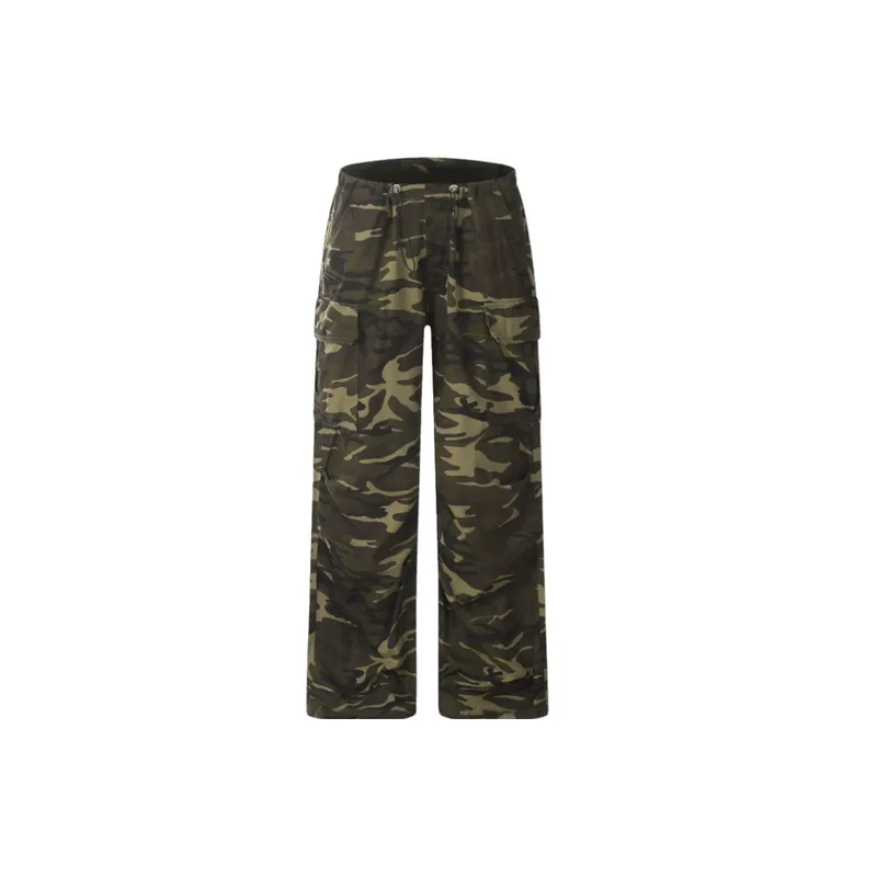 Pleated Loose fitting Camouflage Cargo Pants-0