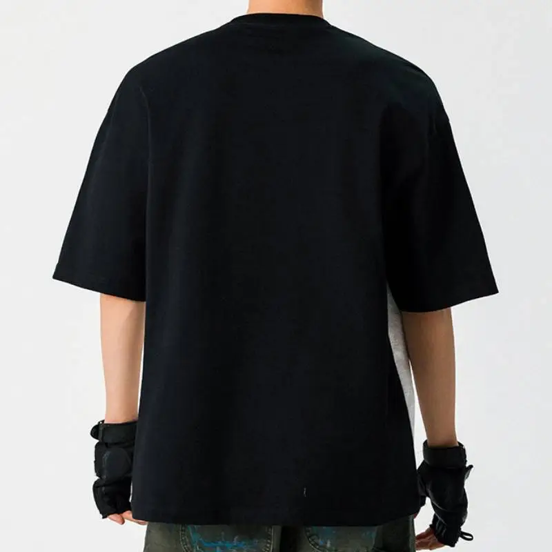 Contrast Color Sporty 100% Cotton T Shirt-3
