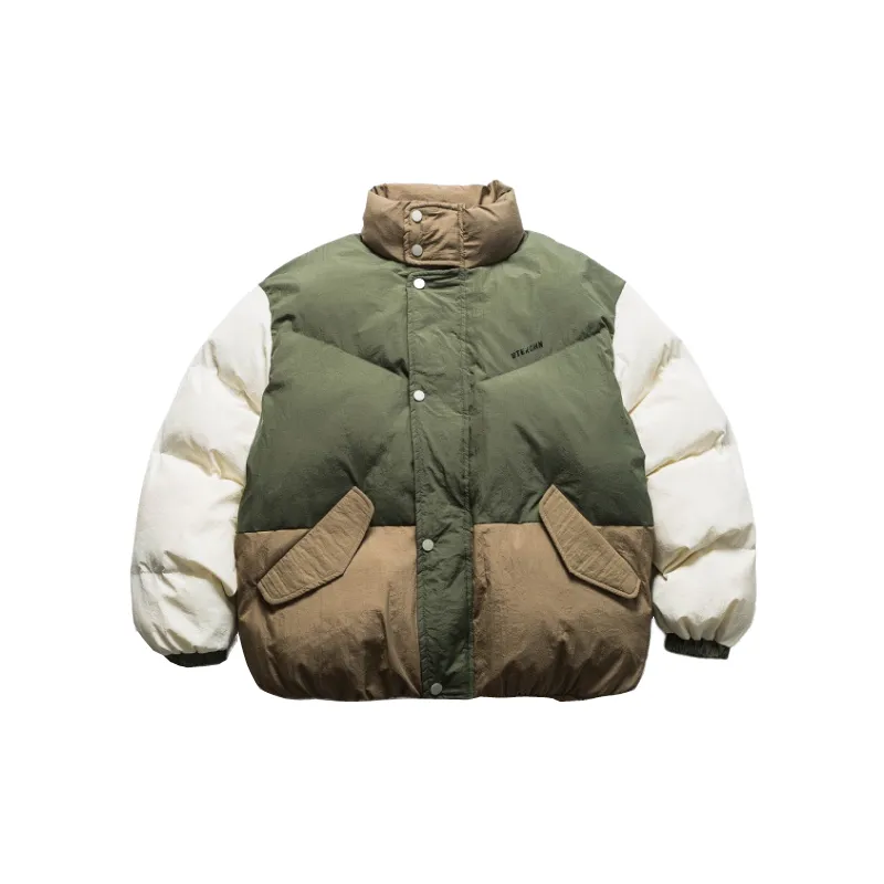 Street Color Matching Cotton Coat-0