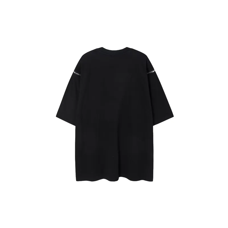 Simple Loose Zipper T Shirt-1