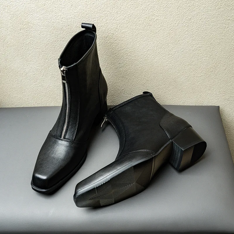 Simple Zipper Ankle Boots-3