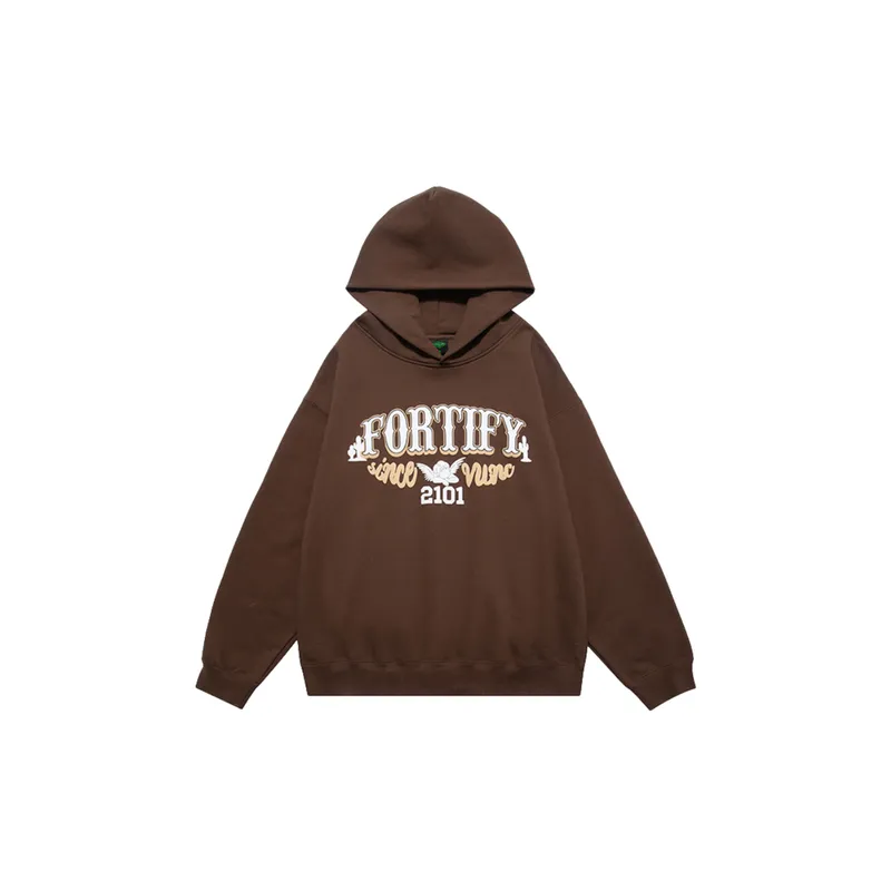 Fleece lined Thickened Letter Hoodie-6