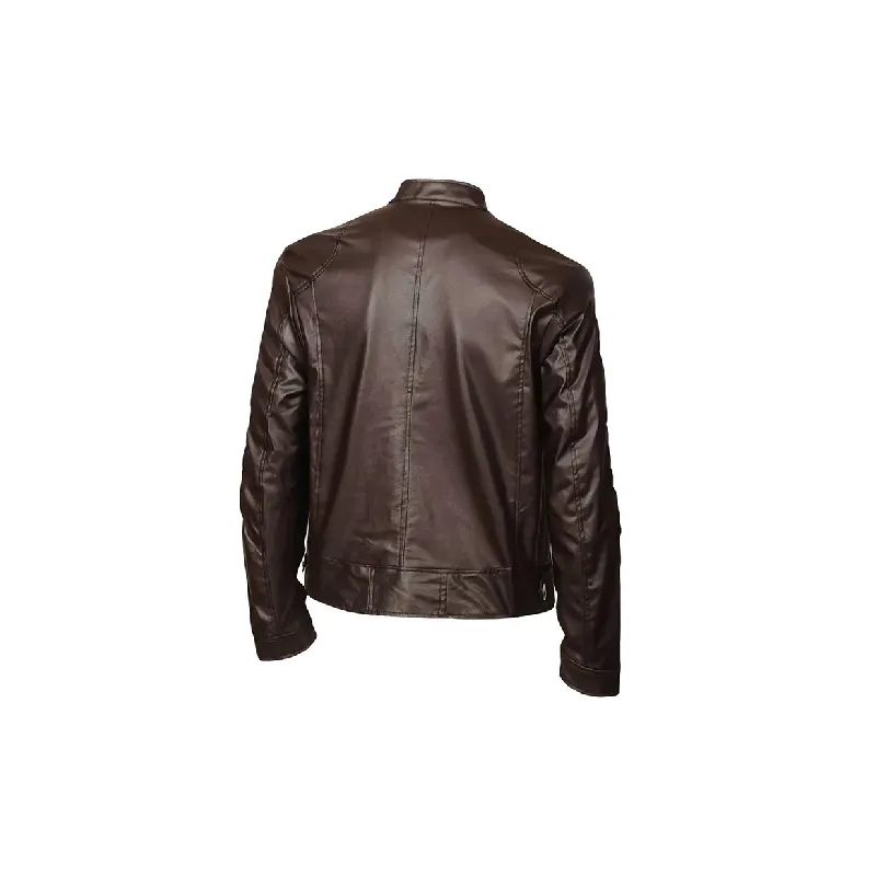 Casual Loose Artificial Leather Jacket-5