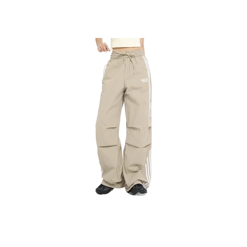 Side Stripe Splicing Wide Legged Casual Pants-2