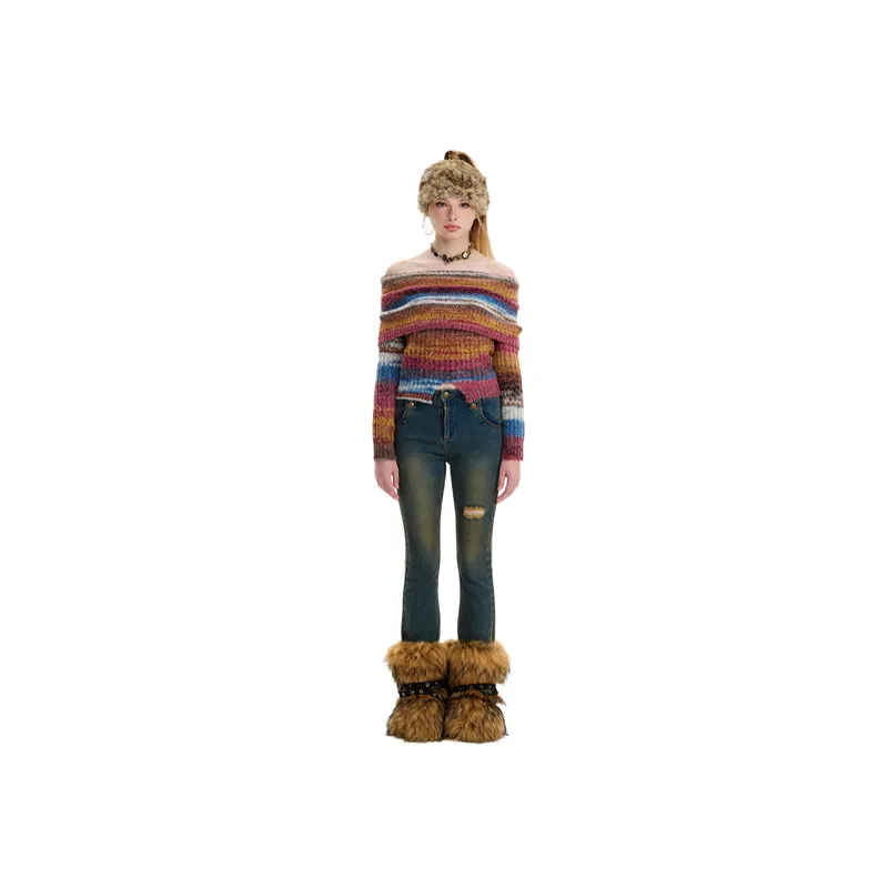 Retro Loose Acrylic Fibres Sweater Women-8