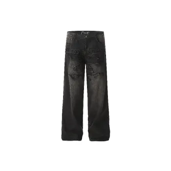 Fashionable Washed Embroidered Casual Pants