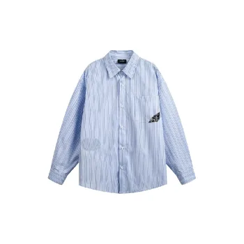 Casual Striped Long Sleeve 100% Cotton Shirt