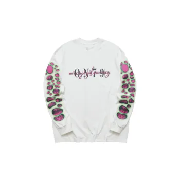 Fashion Brand Letter Large Printed Long sleeved Round Neck T shirt