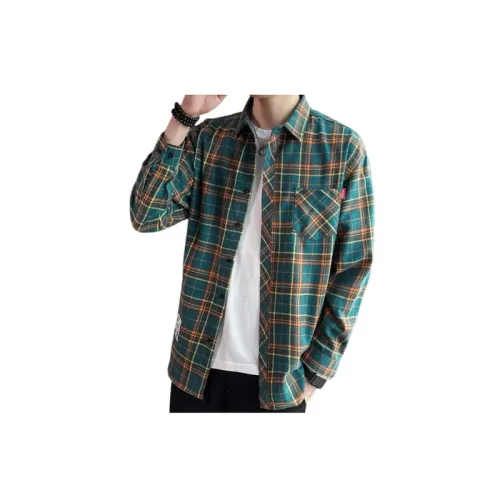 Plaid Thin Style Youth Lapel Sports Casual Loose Shirt
