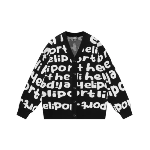 HELIPORT Apron Graffiti Full Print Sweater Cardigan Trendy Loose Knitted Jacket