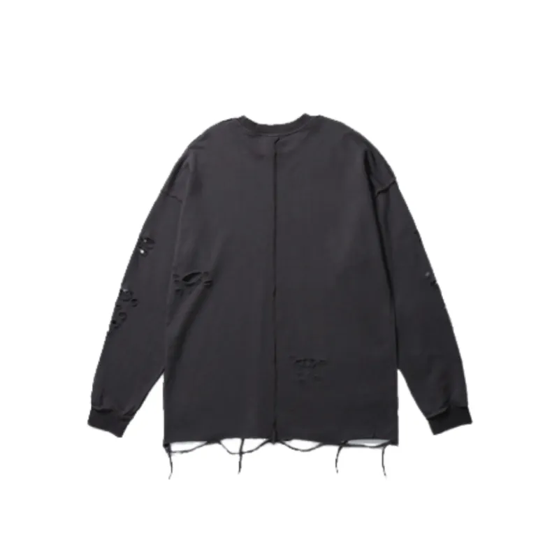 Distressed Lazy Loose Pullover Sweatshirt-1