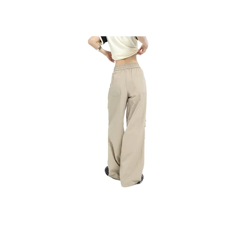 Side Stripe Splicing Wide Legged Casual Pants-3