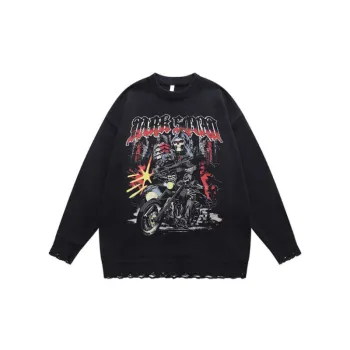 Hiphop Street Rock Skull Print Retro Sweater