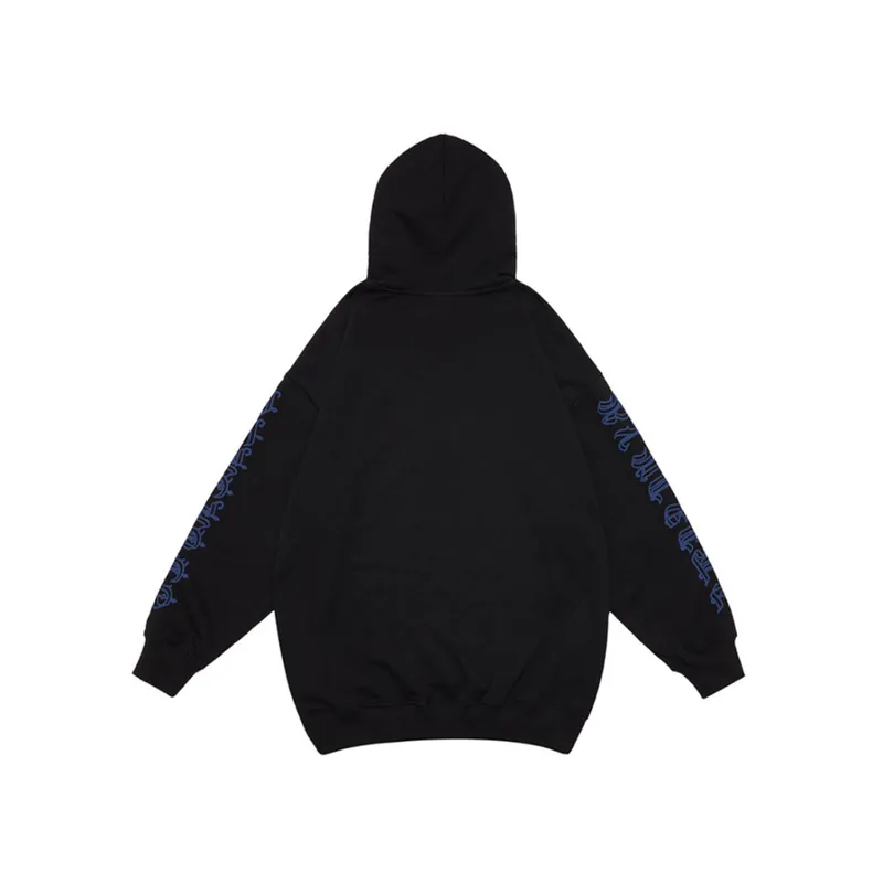 Flower Printed Loose Side Slit Pocket Hoodie-1