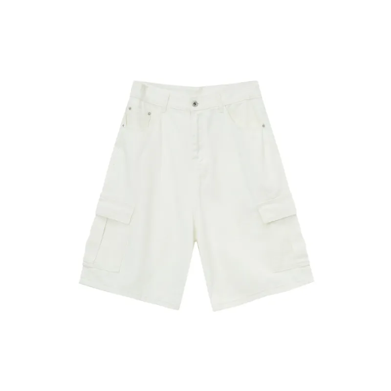 Simple Plain Cotton Cargo Shorts Unisex-8