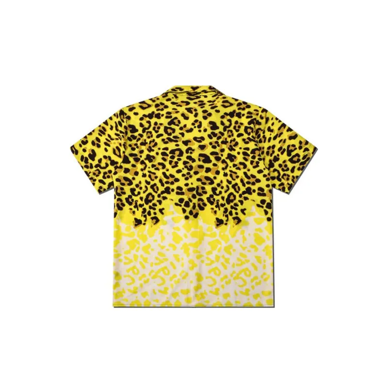 Trendy Leopard Digital Printing Polyester Loose Lapel Short Sleeved Shirt swag OOTD-1