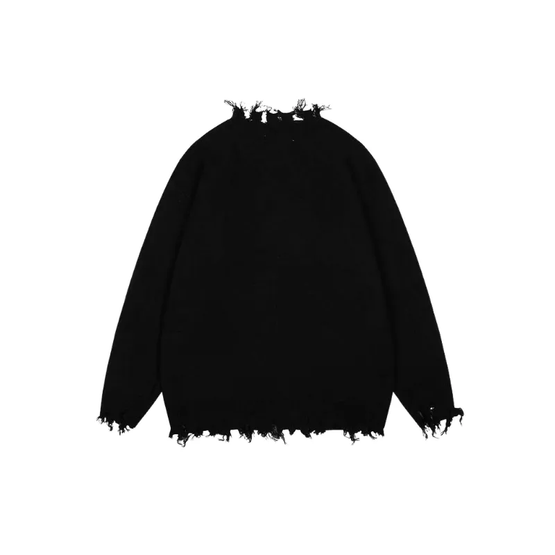 Street Ripped Blended Synthetic Fabrics Sweater-1