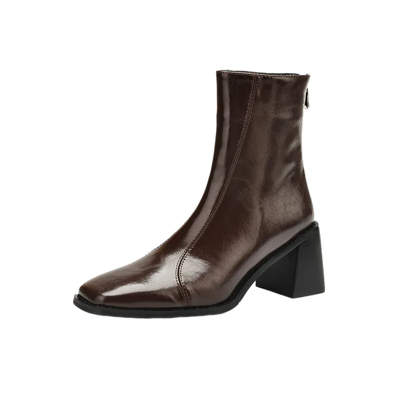 Simple Zipper Ankle Boots-0