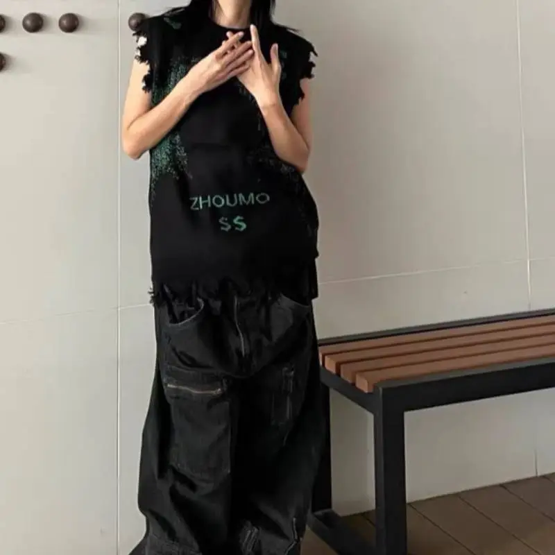 New style Retro Hacker Invades And Destroys Fur edged Vest swag OOTD-12