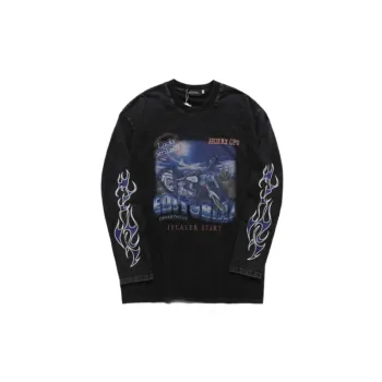 Vintage Distressed Wash Water Long Sleeve T shirt