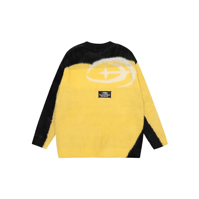 New Season Trendy Design Patchwork Color Contrasting Crewneck Sweater-7