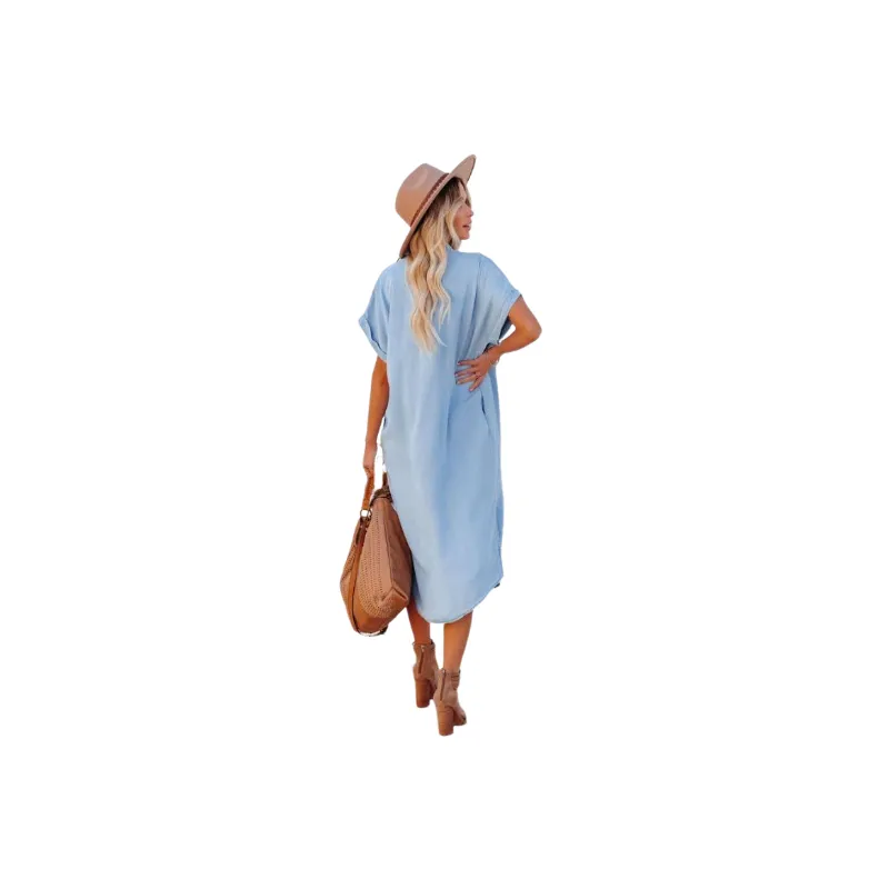 Simple Denim Spandex Dress Women-1