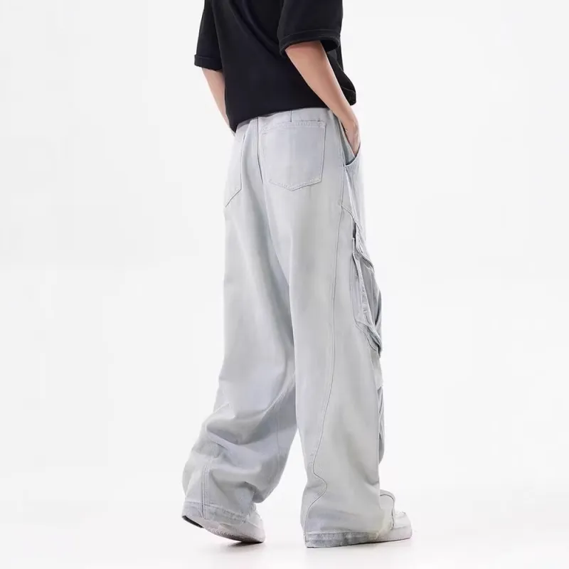Retro Street Denim Cargo Pants-2