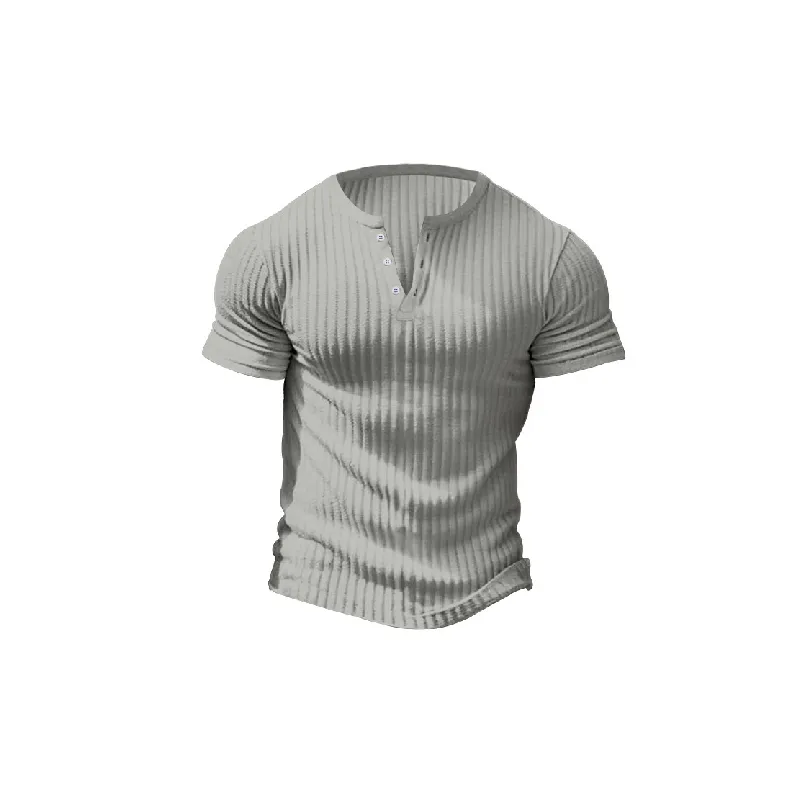Casual Plain Blended Synthetic Fabrics T Shirt-2