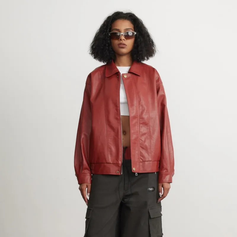 Cool Fashionable PU Leather Jacket-2